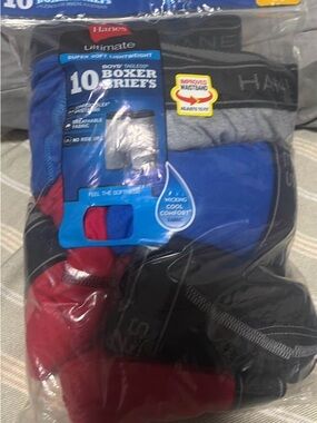 Hanes Boys' Ultimate Boxer Briefs - Red, Blue, Black, Gray (10-Pack)